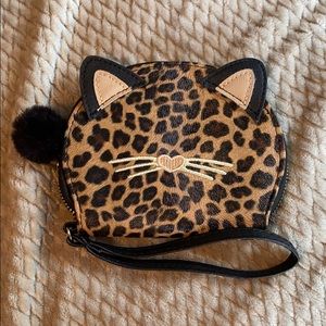 Leopard print cat wristlet